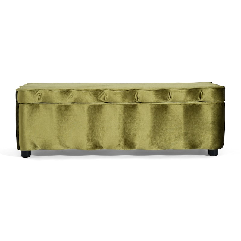 Christopher Knight Home - Milan Modern Velvet Storage Ottoman with Scalloped Design