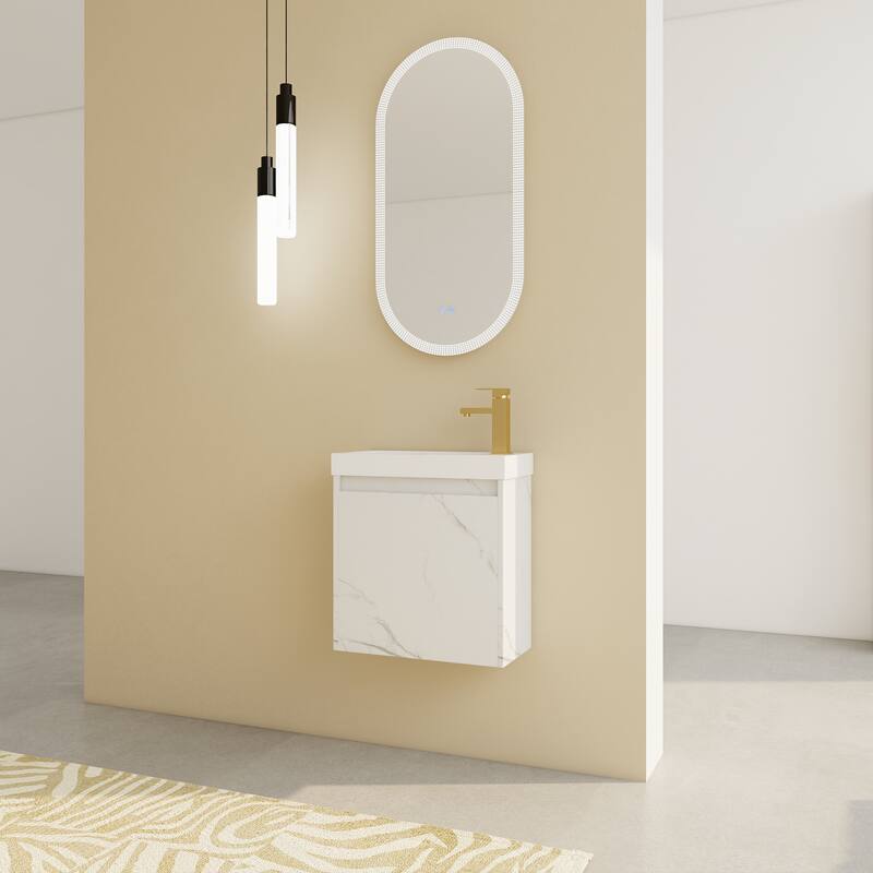 GDFStudio - Milo Modern Wall-Mounted Bathroom Vanity with White Resin Sink and Soft-Close Cabinet Door
