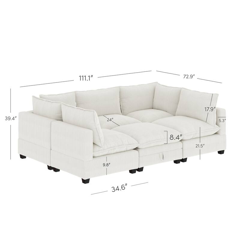 Chelsea Modern Pit Sectional Sofa, Cloud Fabric Modular Sofa with Plush Seat