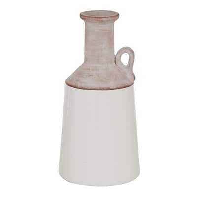 Ceramic Vase with Pink Accents - White - Roche River Decor