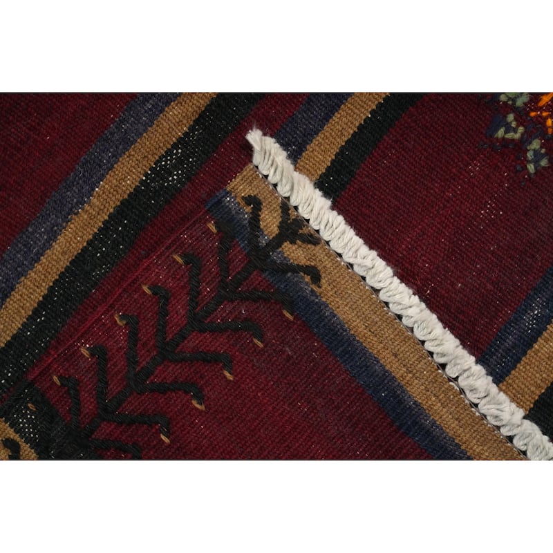 Hand Woven Oriental 100% Wool Carpet Southwestern Tribal Red Kilim Area Rug - 7' 6'' X 6' 1''