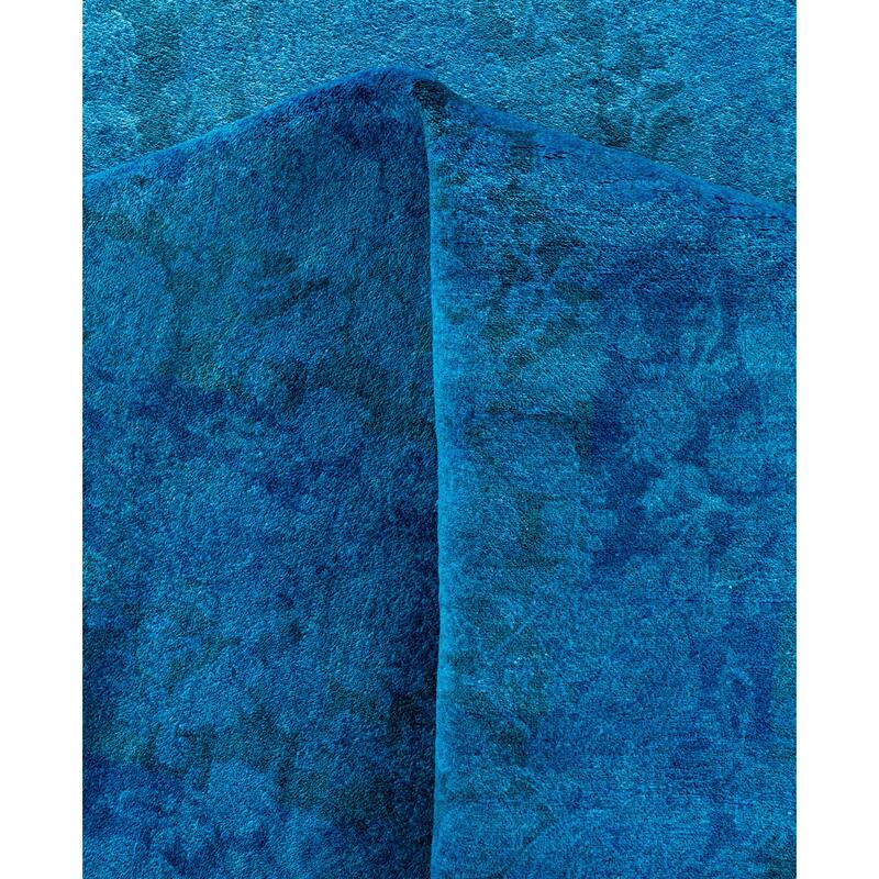 Overdyed One-of-a-Kind Hand-Knotted Area Rug - Blue - 12' 4" x 15' 0"