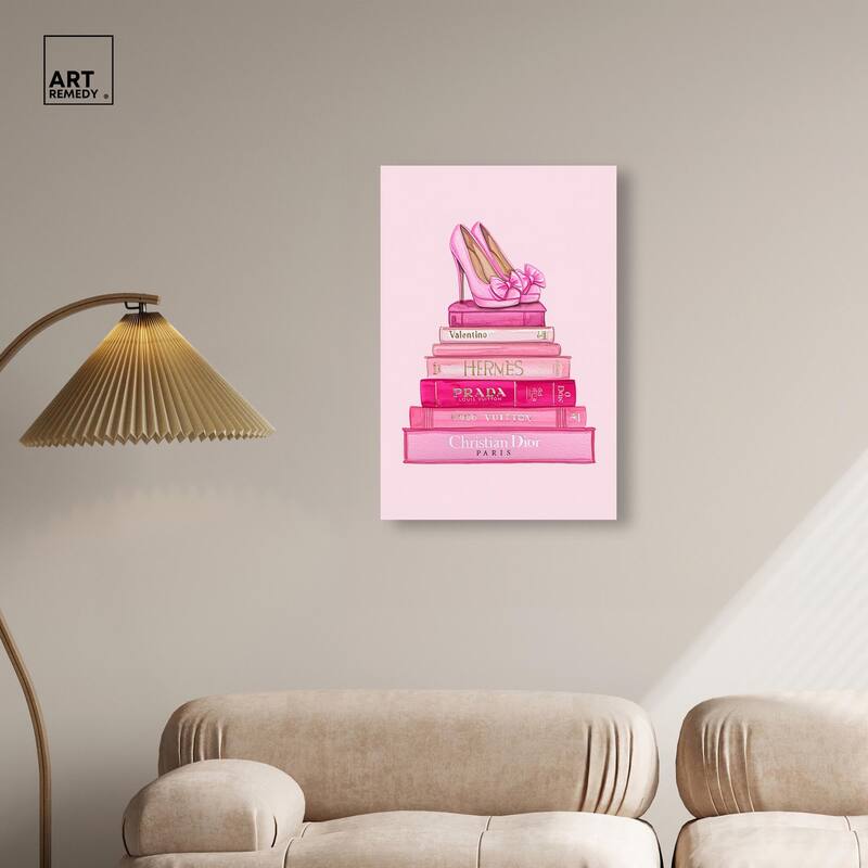 Fashion books in Pink Canvas by Art Remedy, Gallery Wrapped