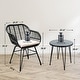 preview thumbnail 24 of 45, 3 Piece Outdoor Wicker Furniture Patio Bistro Set With Cushions for Porch Poolside Garden - 21.2"L x 23.6"W x 31.5"H