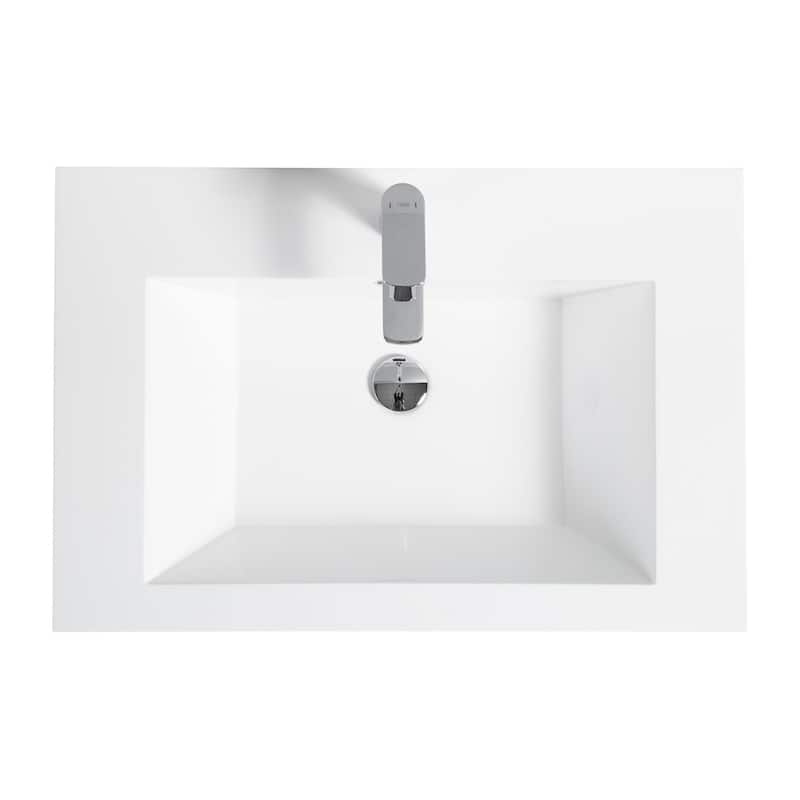 MDF Wall-Mounted Bathroom Vanity Set in Black with Integrated Culture Marble Sink