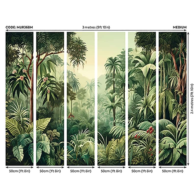 Brewster Origin Murals Jungle Trees Green Wall Mural - N/A