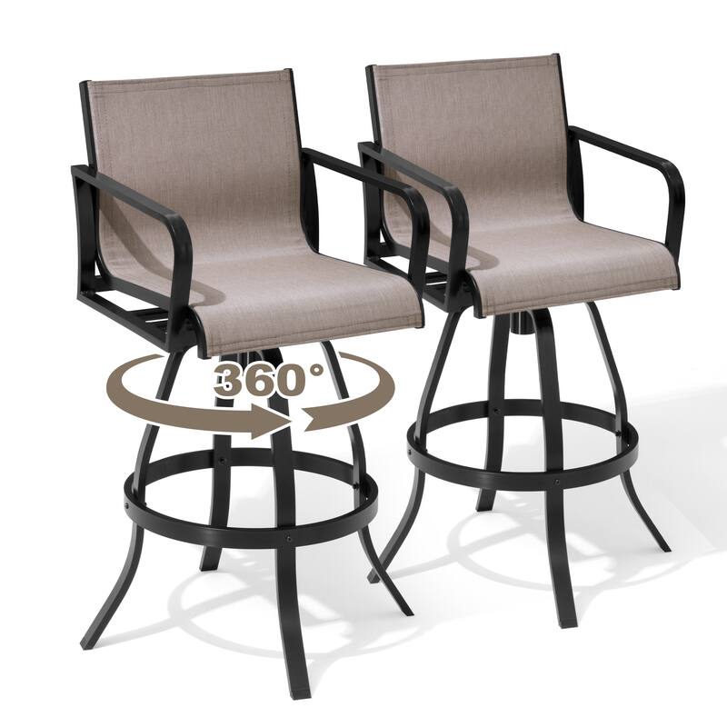 Outdoor Indoor Aluminum Swivel Patio Bar Stools Dining Chairs with Sunbrella Fabric