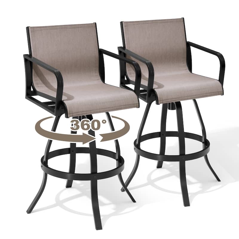 Pellebant Outdoor Aluminum Swivel Barstool Patio Bar Stools with Sunbrella Fabric - 18.31"Lx18.31"Wx43.31"H