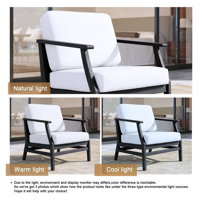 Outdoor Teak Wood Club Chairs with Cushions (Set of 2)