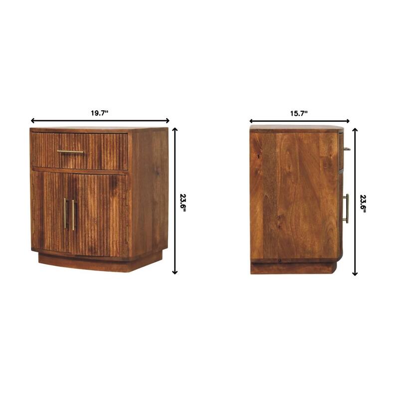 Curved Ribbed Bedside with Drawer