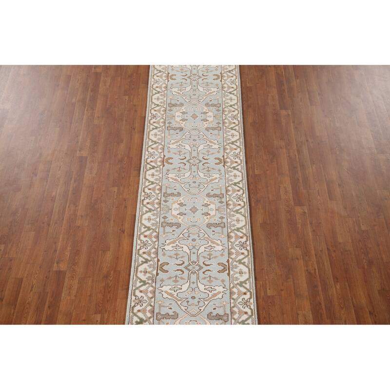 Floral Oushak Oriental Runner Rug Handmade Wool Carpet - 2'7"x 15'8"