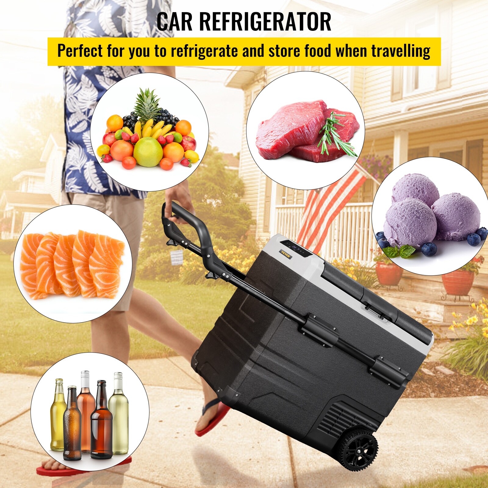 VEVOR Portable Car Freezer Refrigerator 12 Volt Fridge Dual Zone Camping  -4℉~68℉ Cooler APP Ctrl - On Sale - Bed Bath & Beyond - 37222712