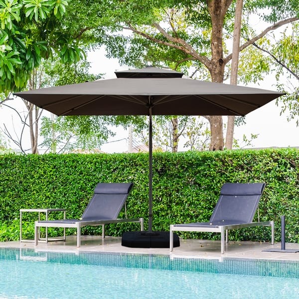 9x11 patio umbrella PURPLE LEAF Cantilever 9' x 11.5' Rectangle 360 Rotation Grey This VredHom large patio cantilever umbrella set effortlessly shades your entire outdoor space 9x11 FT Daul Top Aluminum