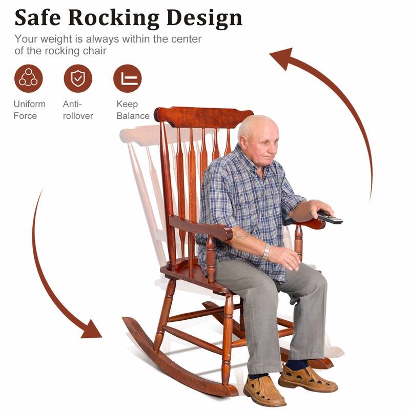 Solid Wood Patio Rocking Chair - 22.8 x 34.3 x 44.1 inch