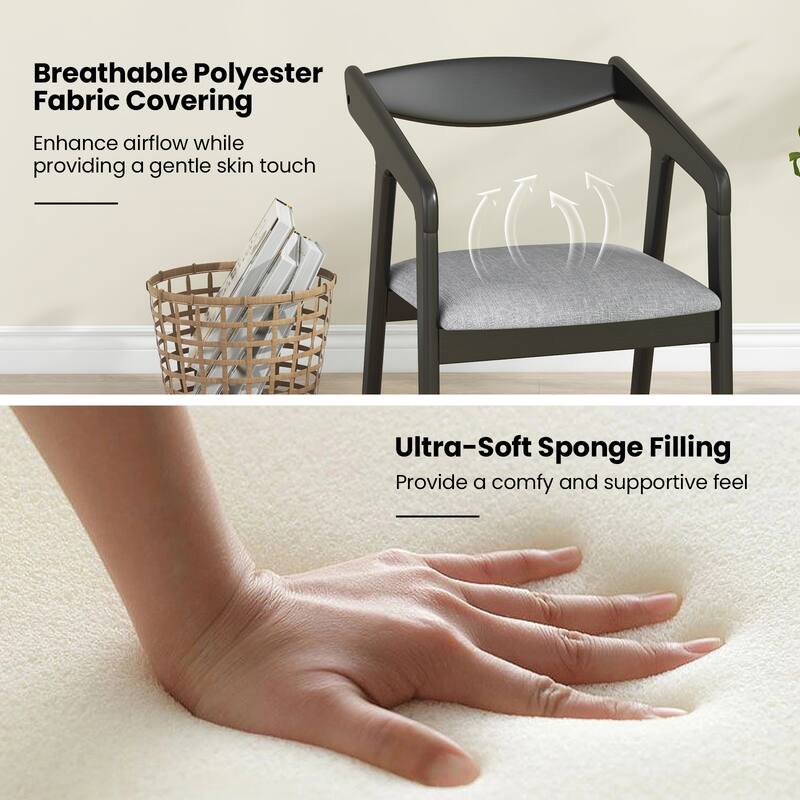 Gymax 4 PCS Wooden Dining Chair w/ Rubber Wood Frame Armrests Padded
