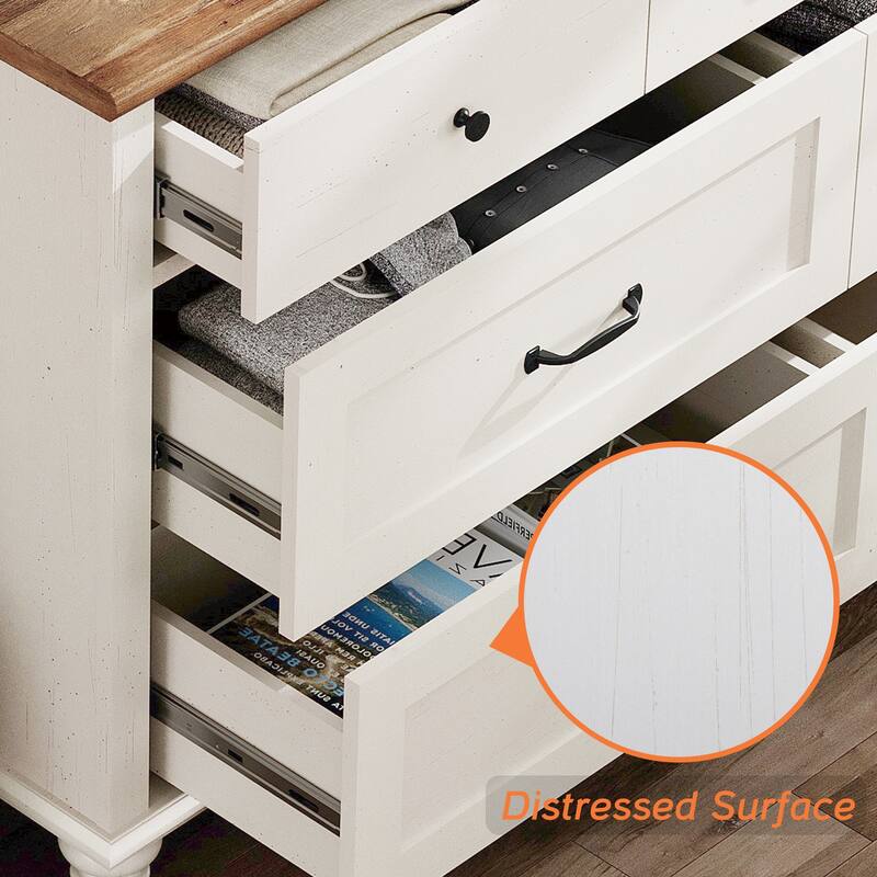 Mid Century Dresser for Bedroom with 7/8 Drawers, Wooden Kids Dresser