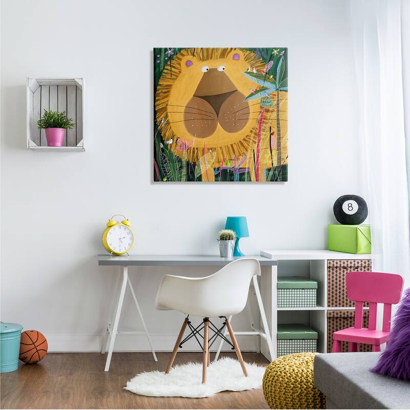 Stupell Tiger in Tropical Jungle Kids' Safari Animal Canvas Wall Art - Yellow