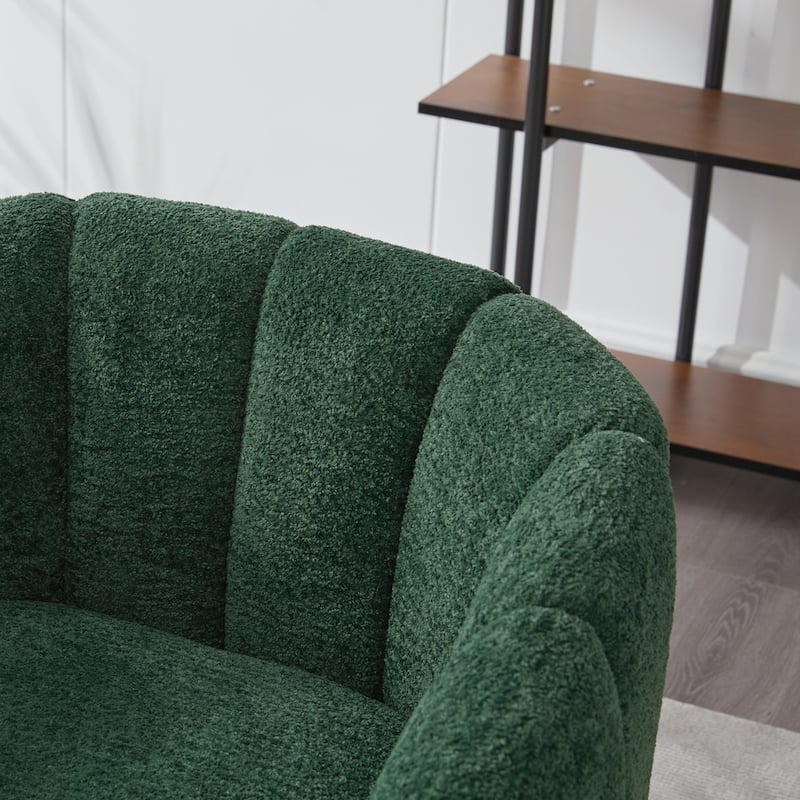 Modern Upholstered Vanity Barrel Accent Chair with Metal Legs, Lounge Chair Single Sofa Round Leisure Armchair