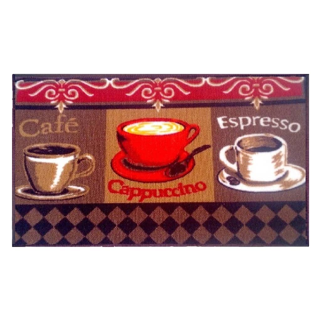 Cup of Coffee Non-Slip Kitchen Mat, Dark Brown, 18x30 Inches - 18x30 Inches