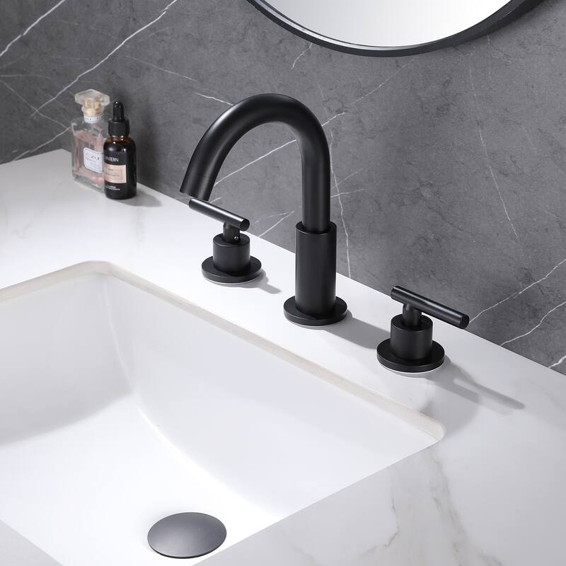 8.3"H Solid Brass Widespread 2-handle Bathroom Sink Faucet with Pop-Up Drain Assembly