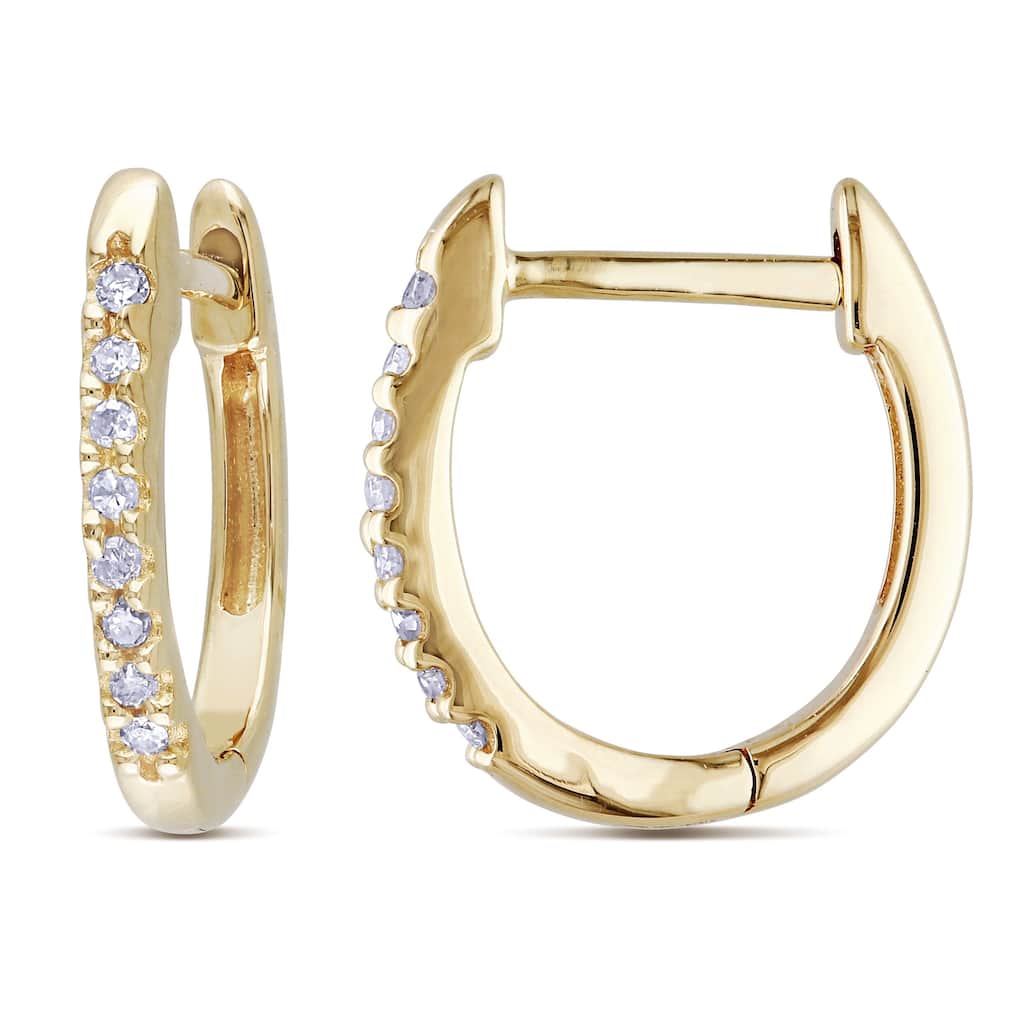 Miadora 10k Yellow Gold 1/10ct TDW Diamond Cuff Hoop Earrings - 12.1 mm x 1.6 mm x 11.6 mm