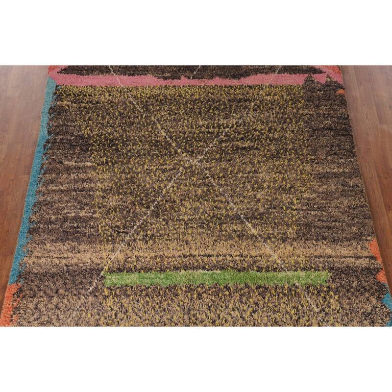 Abstract Moroccan Oriental Area Rug Hand-Knotted Wool Carpet - 6'6" x 10'8"