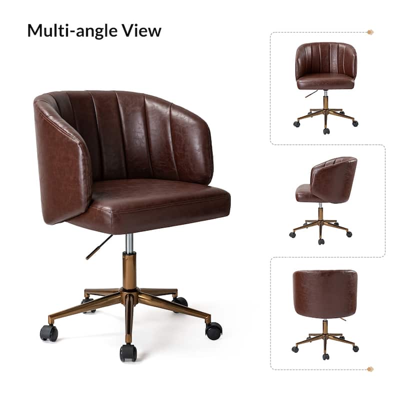 Gia Mid-century Modern Vegan Leather Ergonomic Office Chair by HULALA HOME