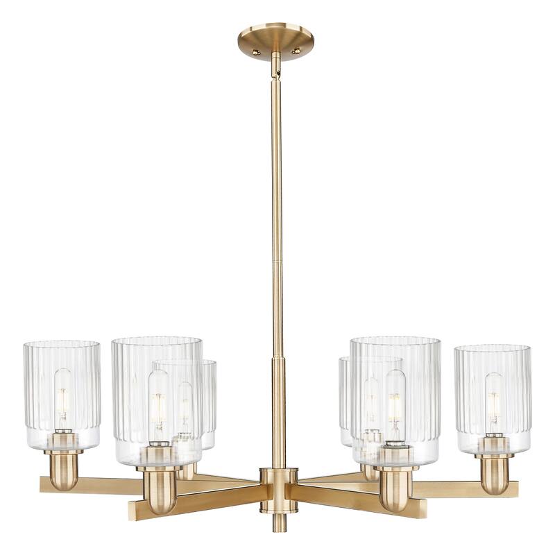 Innovations Lighting Endless Possibilities Arcadia - Hadley - 6 Light 34" Stem Hung Chandelier - Clear/Champagne Bronze