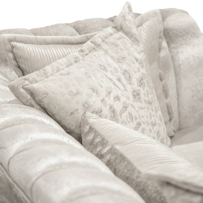 Furniture of America Sawer Glam 2-Piece Beige Upholstered Sofa Set with Stainless Steel Frame