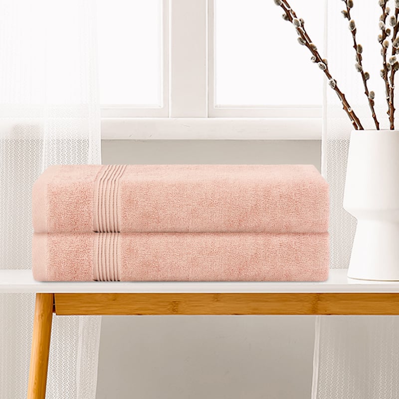 Soft Bath Towels, 2 Pack Stripes Large Bathroom Towels Set Highly Absorbent Towels for Bathroom 28" x 56"