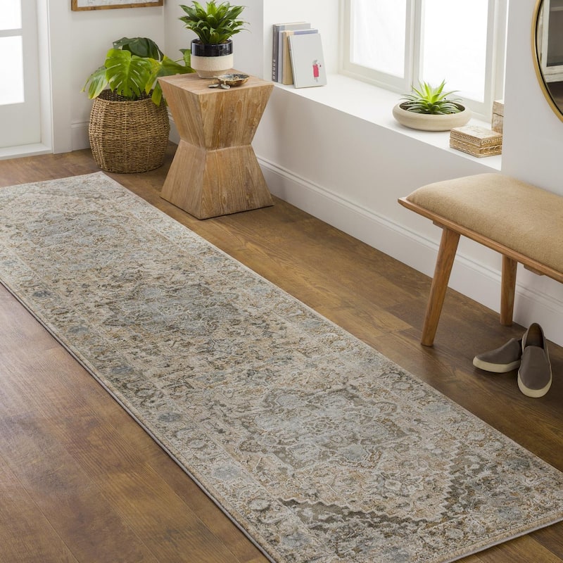 Livabliss Traditional Brunswick Medallion Area Rug - 2'7" x 7'3" - Olive