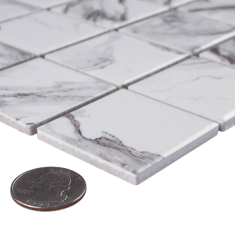Merola Tile Katina Calacatta 11-5/8" x 11-5/8" Porcelain Mosaic Floor and Wall Tile