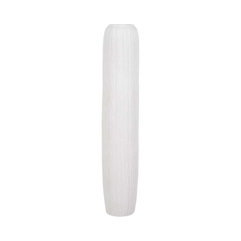 Ceramic Modern Rough Cylinder Floor Vase - White, 48"