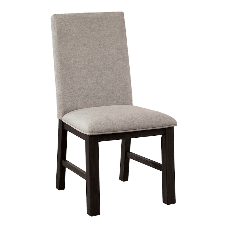 Furniture of America Plax Transitional Antique Black and Grey Linen Padded Seat Dining Chairs (Set of 2)