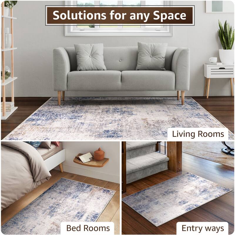Sorbus Area Rug for Entryway, Machine Washable, Non-Slip, Vintage Rug - 3 x 5 ft