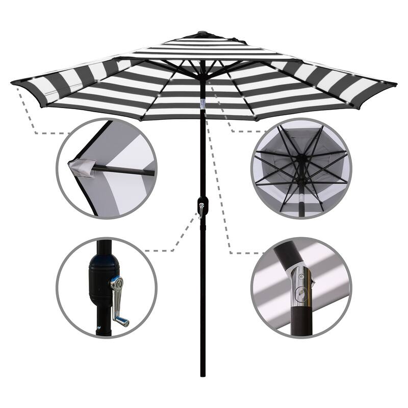 Maypex 9-foot Solar Led Lighted Patio Umbrella