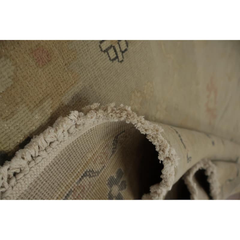 Hand Knotted Oriental 100% Wool Carpet Traditional Floral Beige & Ivories Ziegler Area Rug - 8' 4'' X 5' 11''