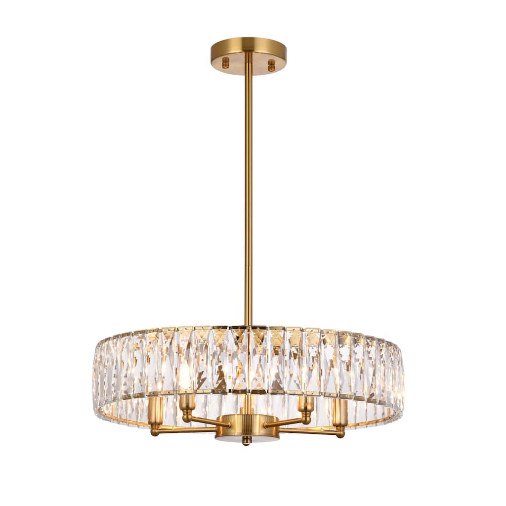 5-Light Gold Chandelier With Clear Crystals