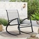 preview thumbnail 16 of 48, Corvus Antonio Outdoor Sling Fabric Rocking Chair Black & White Mixed - Black Finish