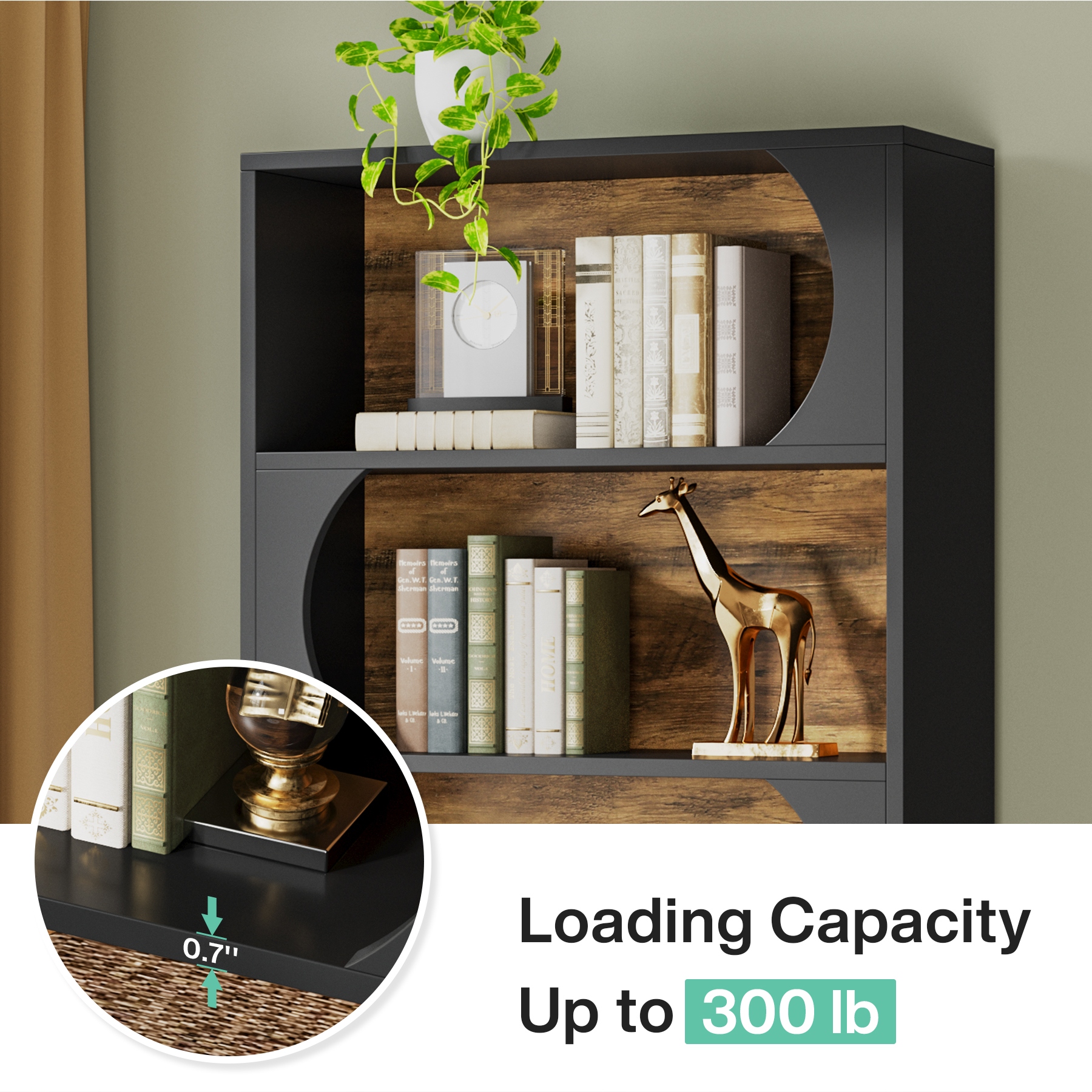 Modern 5-Tier Bookcase, 71-Inch Tall Freestanding Bookshelf