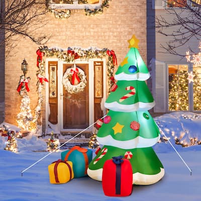 6 FT Inflatable Christmas Tree Blow Up Xmas Decoration with Gift Boxes