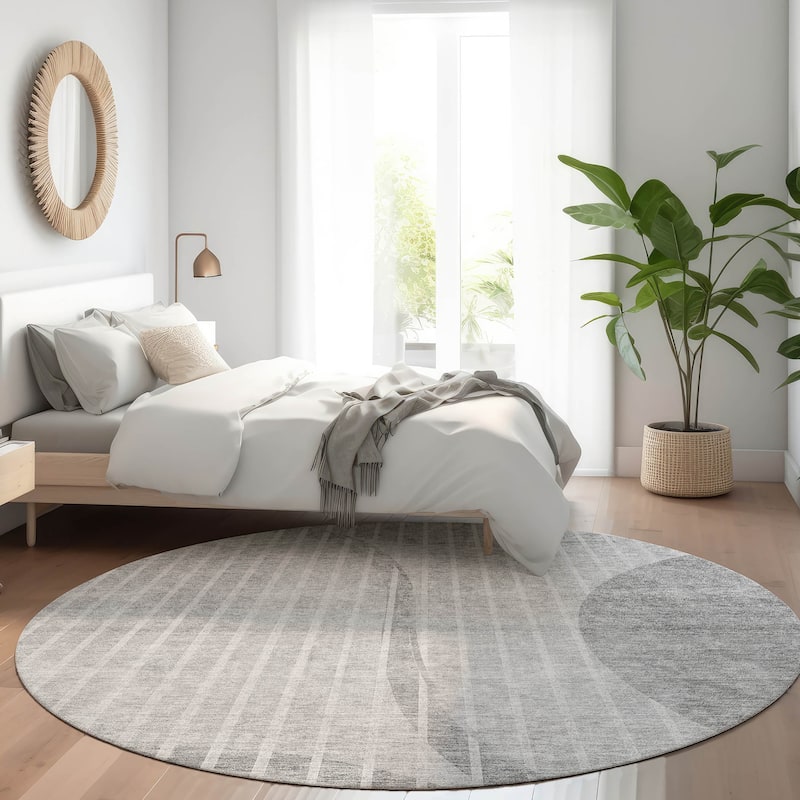 Machine Washable Indoor/ Outdoor Chantille Contemporary Rug - Gray - 8' x 8'