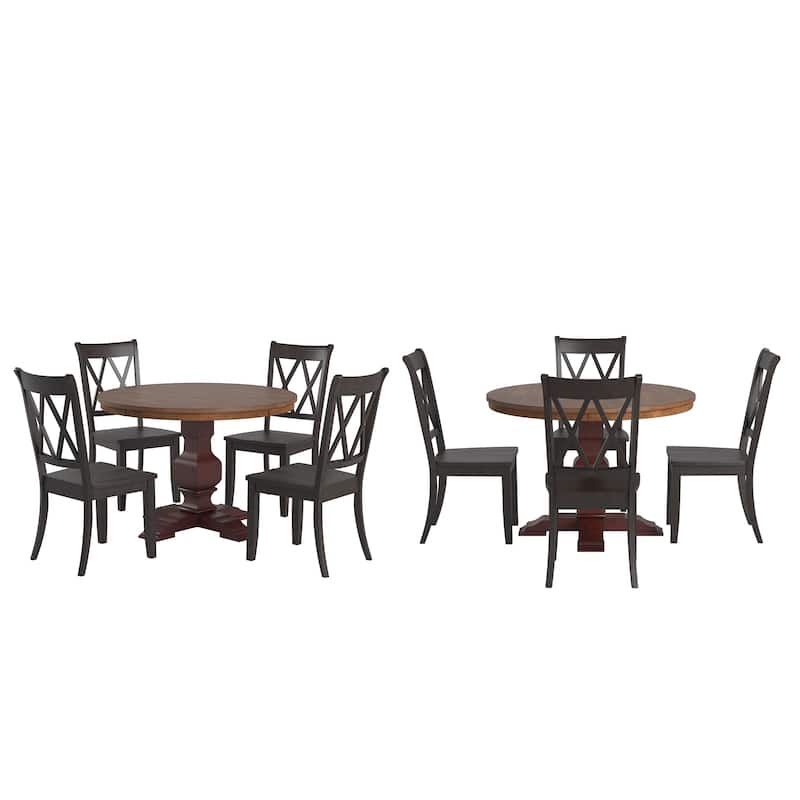 Ronda 45" Round Solid Wood Top Dining Set with X-Back Chairs