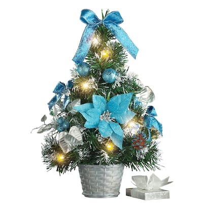 Decorated Prelit Tabletop Christmas Trees - 15.700 x 4.900 x 4.900