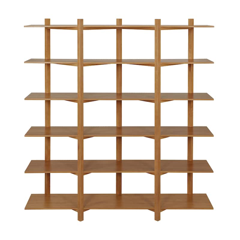 Christopher Knight Home - Farmhouse Pine Wood 6-Tier Open Shelf Bookcase with Acacia Veneer