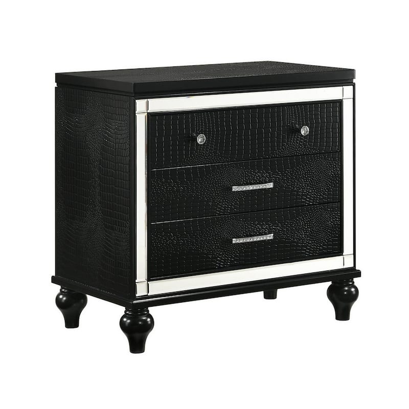 Black 3 Drawer 17.38 in. W Nightstand with Sturdy Drawer Pulls