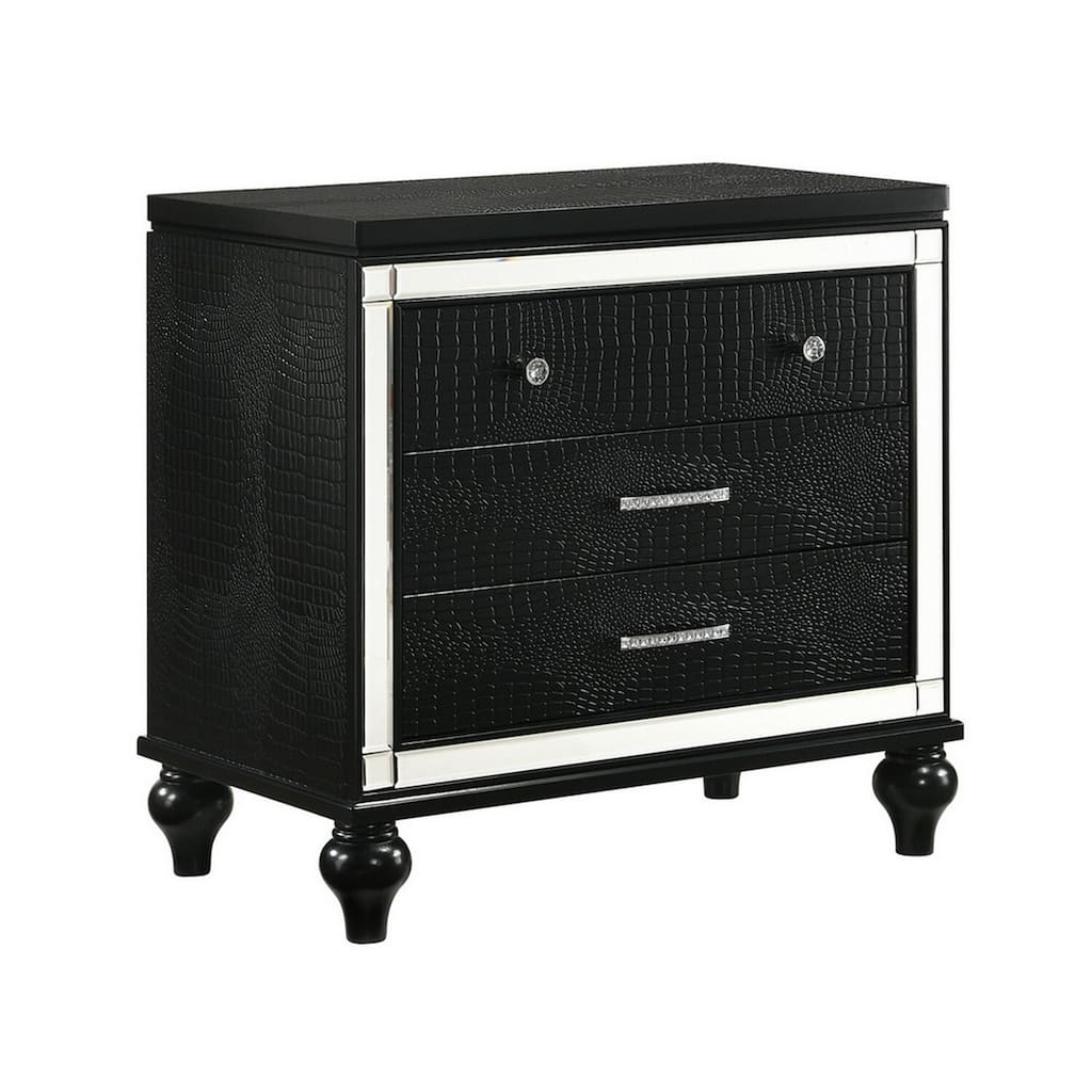 Black 3 Drawer 17.38 in. W Nightstand with Sturdy Drawer Pulls