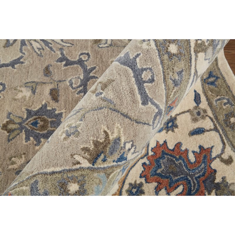Mattias Tufted Persian Floral Rug, Warm Gray/Blue, Area Rug