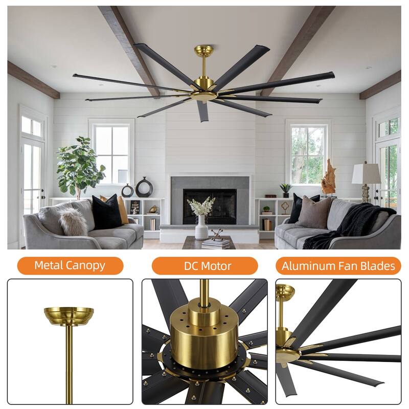 84 in. 96 in. 9 aluminium blades DC Motor Indoor Ceiling Fan & Remote