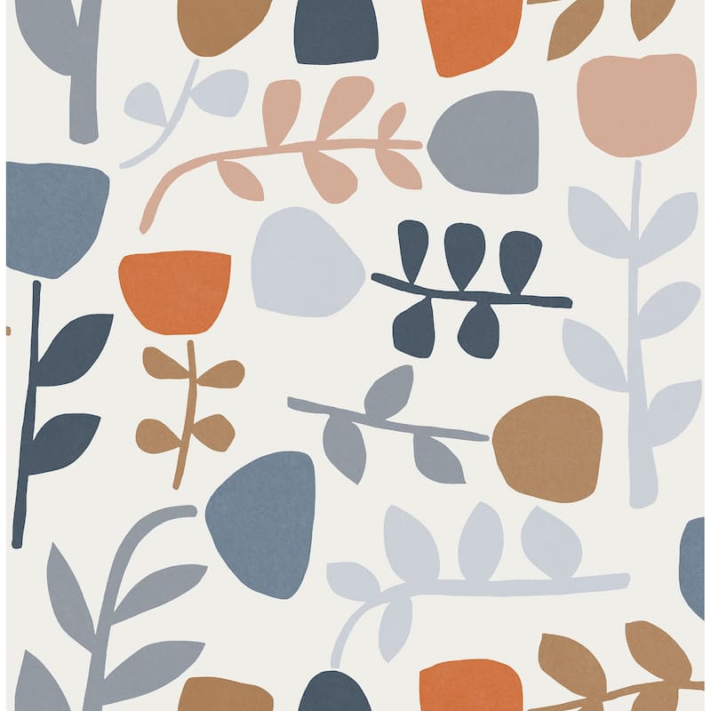 A-Street Prints Juni Orange Abstract Tulips Wallpaper